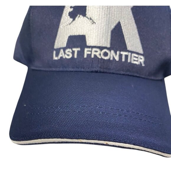 NWOT AK Alaska Last Frontier Ball Cap Navy Blue w/Silver Graphic Hook & Loop - Picture 2 of 6